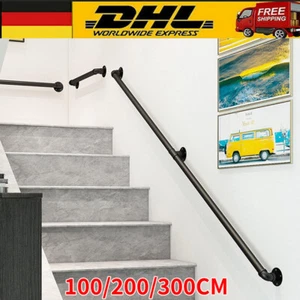 100-300cm Wandhandlauf Retro Wasserrohr Treppengeländer 200kg Tragfähigkeit DHL - Bild 1 von 20