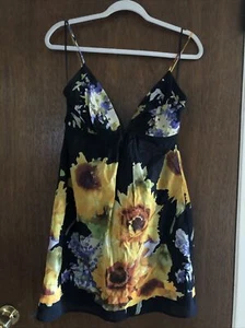 Holly Morgan 8 100% silk dress Nwt lined floral on black coastal cottage core - Picture 1 of 9