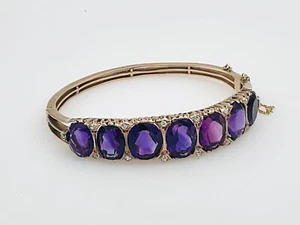1940’s Vintage 10K Gold Amethyst & Diamond Bracelet Ladies Estate Piece - Picture 1 of 5