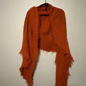 Nuova sciarpa Anthropologie tessuto testurizzato 72” ruggine morbida accogliente caldo inverno $105 - Foto 1 di 9
