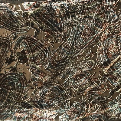Vntg Echo Scarf Large Paisley Texturized Velvet Brown Grey Black Brown Lining - Изображение 1 из 4