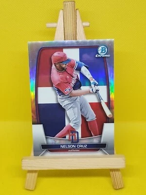 Nelson Cruz 2023 Bowman Chrome WBC Flag Refractor #d 276/499 Dominican Republic  - Image 1 of 3