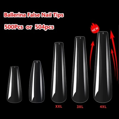 Medium~XXL~4XL Sizes Ballerina False Nail Tips Full Cover Long Artificial Nails - Image 1 of 4
