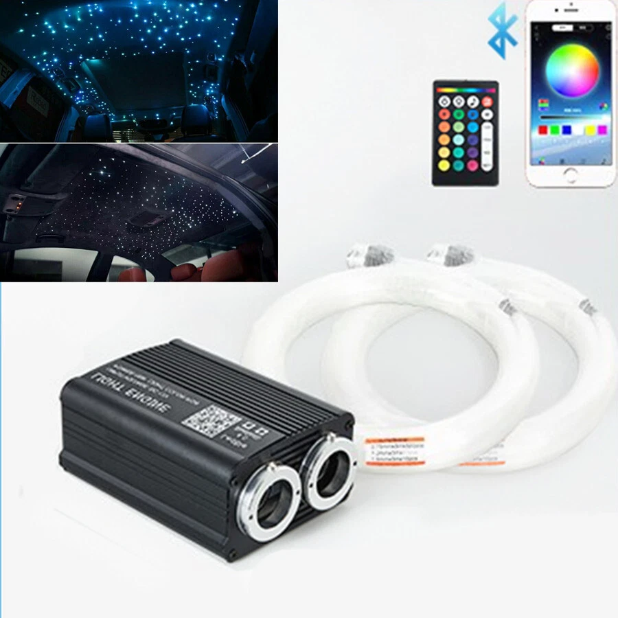 Kit de luces de fibra óptica 370 piezas 2M lámparas de techo LED dobles para techo de coche estrella Bluetooth Foto 1 de 4
