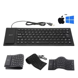 Wired Keyboard Foldable Silicone USB Flexible Waterproof with Numeric For PC - Picture 1 of 17