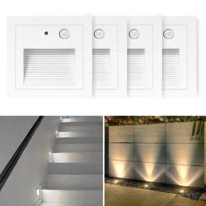 Sensor de Movimiento 3W LED Pared Escalera Noche Luz Empotrada Exterior Escalón Lámpara de Pared IP65 - Imagen 1 de 18