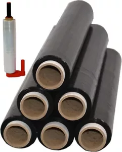 6 x Rollen Stretchfolie + Abroller Palettenfolie 23 my 1,5 kg Schwarz - Bild 1 von 4
