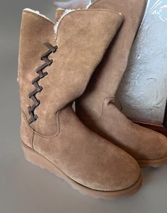 Bear Paw Stiefel Größe 6 Camila Braun Suade Kreuz Gewebt Zopf Boho - Bild 1 von 6