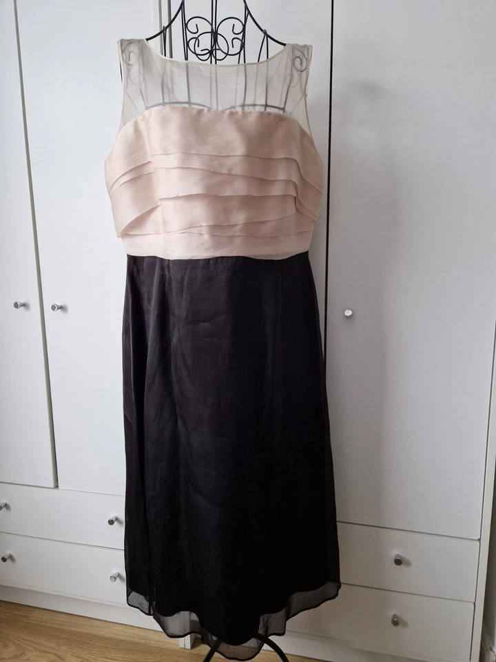 Vestido Marina Rinaldi Damas Talla XL Seda Bebé Rosa Negro Cambio Boda Fiesta  Foto 1 de 4