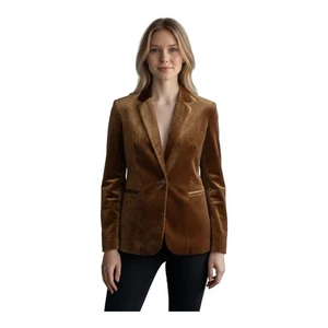 J.Crew Parke Samt Velours Einreiher Blazer Dunkel Kastanienbraun Damen 16 - Bild 1 von 8