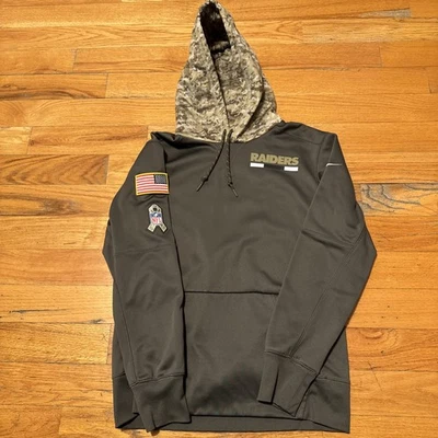 Nike Raiders Sudadera con Capucha Para Hombres Mediana Camuflada Dri-Fit Saludo al Servicio NFL Nueva  Foto 1 de 4
