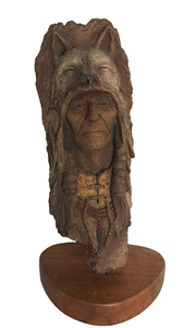 Vintage Neil Rose Native American Wolf Headdress FIRE WOLF Sculpture 10.5" T - Picture 1 of 6