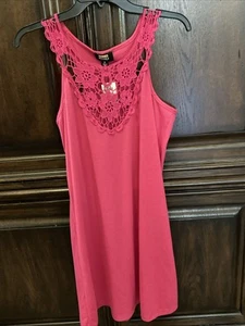 Lori Michaels Hot Pink Lace Front Sleeveless Casual Dress Size Small NEW - Picture 1 of 3
