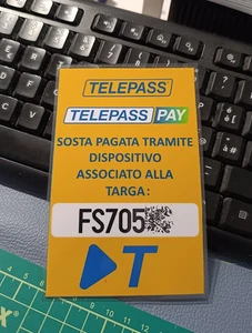 TALLONCINO PLASTIFICATO TELEPASS SOSTA PARCHEGGIO PAGAMENTO CRUSCOTTO PARABREZZA - Picture 1 of 1