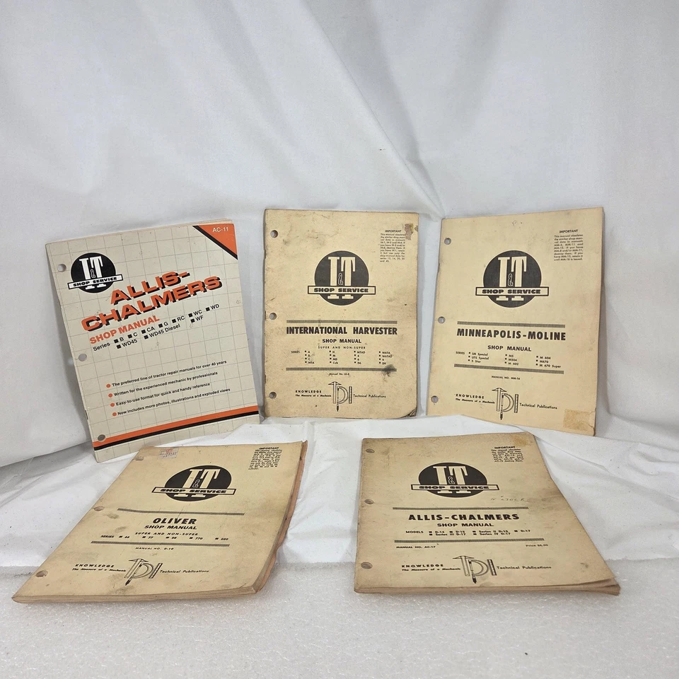 Vintage I&T Shop Service Tractor Manual Lot Allis Chalmers IH MM Oliver Repair - Image 1 of 4