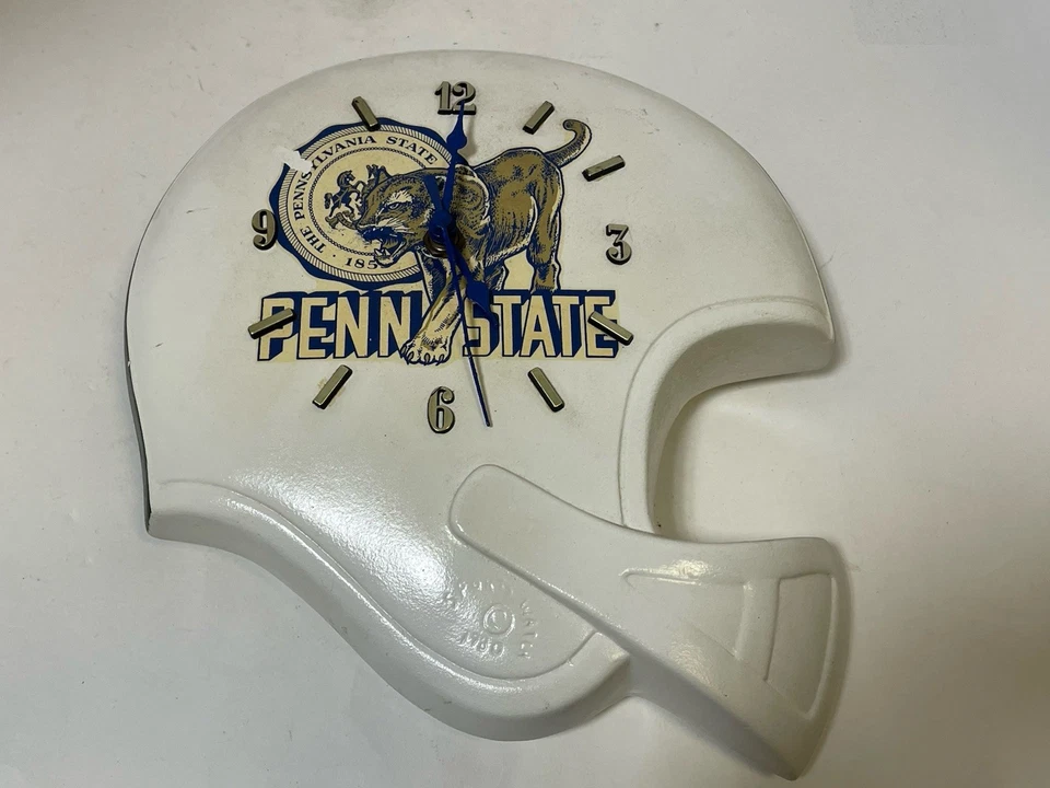 VINTAGE Penn State Nittany Lions Football Helmet Wall Clock Sports Watch 1980 - Image 1 of 4