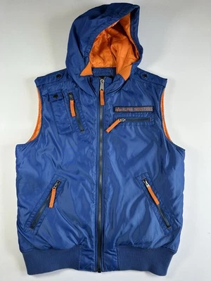 Chaleco Alpha Industries Vintage Militar Estabilizador Utilitario Cremallera Azul Naranja Grande Foto 1 de 4
