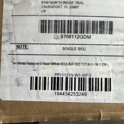 Nuevo Alternador Para Nissan Frontier Xterra Pathfinder 05-07 4.0L 11121N-WBE Foto 1 de 4