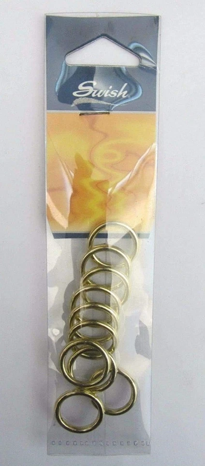 SWISH - 20 ANELLI IN OTTONE PER BACCHETTE TENDE INTERNO DIAM 12MM ORO - Immagine 1 di 1