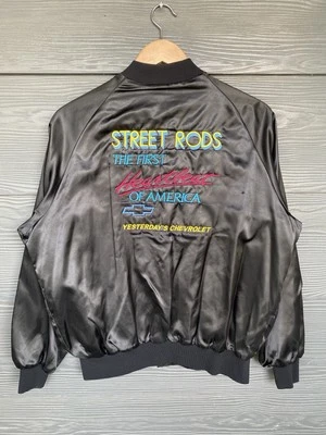 Винтажная куртка-бомбер 80-х Street Rods First Heartbeat of America Chevrolet атласная размер XL - Изображение 1 из 4