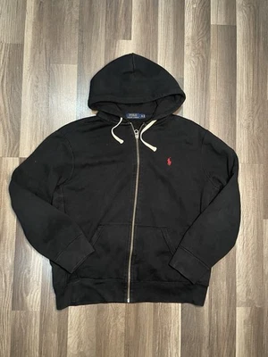 $138 Polo Ralph Lauren Sudadera con Capucha Para Hombres Talla XL Negra Cremallera Completa Sudadera Rojo Pony Logo Foto 1 de 4