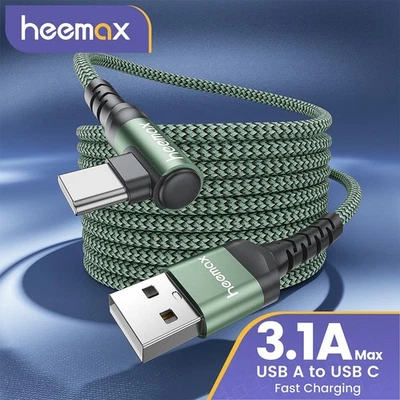 90 Degree Angle USB Type C Fast Charger Braided Lead For iPhone 15 16 / Samsung - Image 1 of 4