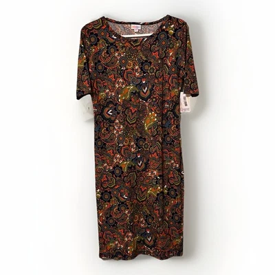 LulaRoe Julia Dress Floral M 70s Hippie Colorful Psychedelic Foto 1 de 4