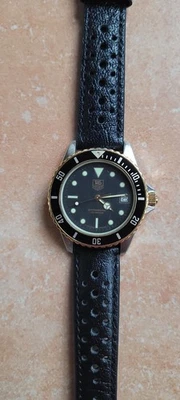 Tag Heuer 980.020 masculino 1000 Series relógio de quartzo profissional couro preto dourado - Imagem 1 de 4