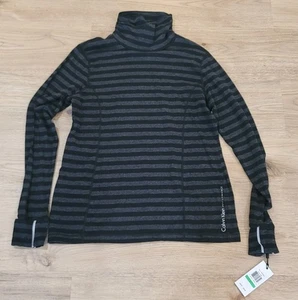 Camiseta Calvin Klein Performance L Negra Rayas Manga Larga Cuello Tortuga NUEVA $39 - Imagen 1 de 5