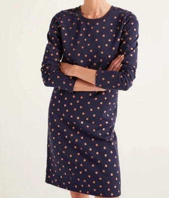 Vestido Boden Talla 14L Lunares Azul Marino Sudadera Cobre Invierno Vestido Profesor Foto 1 de 4