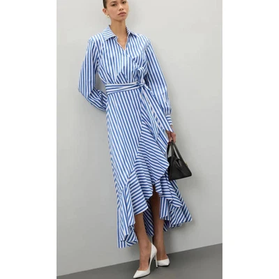 Платье миди женское Kate Spade Julia в полоску с запахом размер XXS синее и белое хлопковое 398 долл. США - Изображение 1 из 4