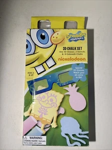 SpongeBob Schwammkopf 3D Kreide Set 2011 Brille 2 Schablonen Gehweg Kunst Neu - Bild 1 von 12