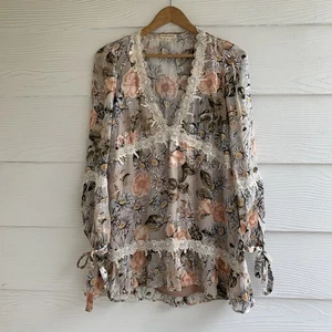 Mini Vestido For Love And Lemons Luciana Swing Seda Burnout Encaje Manga Campana XS - Imagen 1 de 10