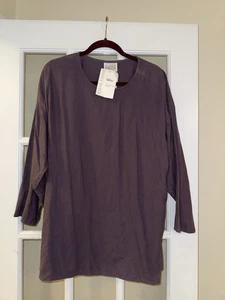 NUEVA Blusa Eileen Fisher Vintage Púrpura 100% Seda Cruda Manga Larga Talla 1 - Imagen 1 de 4