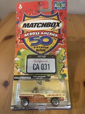 MATCHBOX 🚨 A TRAVÉS DE AMÉRICA ● CHEVY BEL AIR 1955 CALIFORNIA ● ¡COCHE FUNDIDO A PRESIÓN 1:64!! Foto 1 de 4