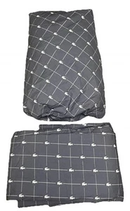 Lacoste 100% Baumwolle Crocod'elle Full Size flach + Spannbettlaken blau/weiß - Bild 1 von 3