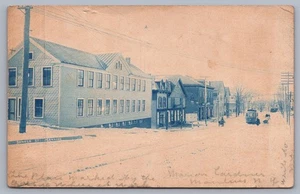 Cartolina Seneca Street Manlius NY RPPC Trolley Neve 1906 UDB Onondaga Co. L4 - Foto 1 di 3