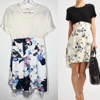 NOVO 3.1 Vestido Floral de Seda com Cordão Phillip Lim Tromp Loeil Tamanho 6 - Imagem 1 de 4