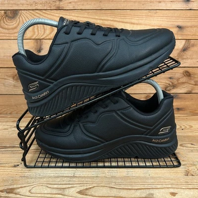 Sapatos casuais Skechers Trainers femininos tamanho UK 4 Bobs Arch conforto couro preto - Imagem 1 de 4