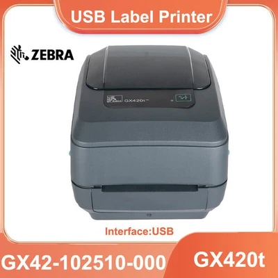Zebra GX420t Desktop Printers Thermal Transfer Label Printer USB GX42-102510-000 - Image 1 of 4