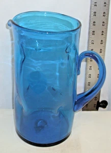 BLENKO BLUE DIMPLE PITCHER MCM ART GLASS - Photo 1/4