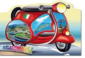 CARTOLINA SICILIA ISOLE EOLIE STROMBOLI VESPA COSTE SPIAGGIA VULCANO MARE - Picture 1 of 1