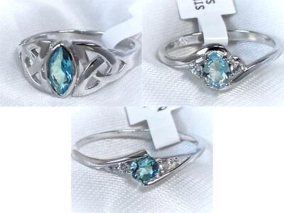 RING Auswahl 3 Variante 925 STERLING-SILBER Edelstein AQUAMARIN cz-BLAUTOPAS cz - Bild 1 von 4