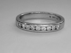 Platinum 950 Diamond Half Eternity Band / Wedding Ring Size L - Picture 1 of 8
