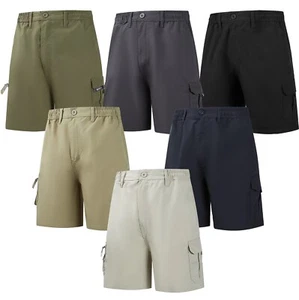 Mens  Shorts Cargo Combat Bottom Work Elasticated Waist  Cargo  PantsNew - Picture 1 of 13