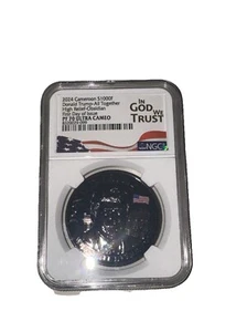2024 CAMEROON DONALD TRUMP PF 70 ULTRA CAMEO HIGH RELIEF PROOF OBSIDIAN 1oz .999 - Picture 1 of 4