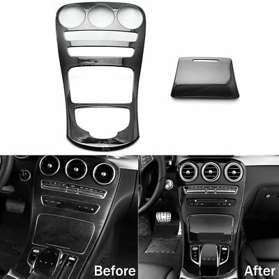 Carbon Pattern Console Gear Shift Panel Trim For Mercedes C GLC Class C300 W205 - Image 1 of 4