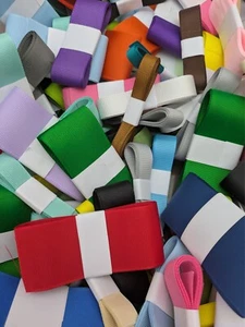 20 meters of plain grosgrain ribbon - Various colours and sizes - Mixed bundle - Picture 1 of 6