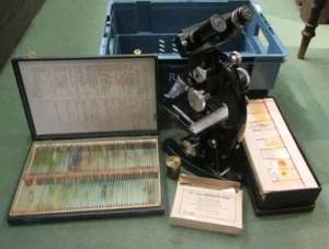 Antikes A Cooke Troughton & Simms Ltd Mikroskop und Objektträger - Bild 1 von 13