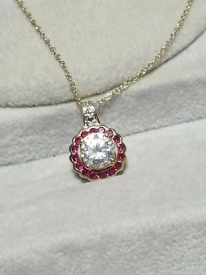 Ross Simon Yellow Gold/Sterling silver lab created sapphire Pendant necklace - Image 1 of 4